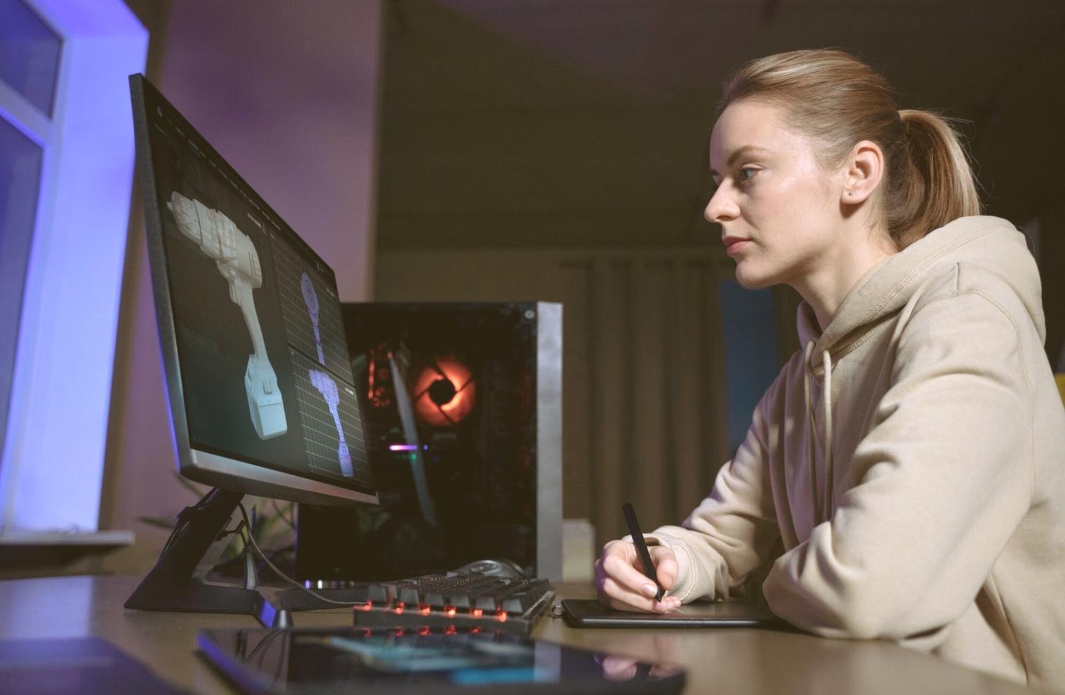 Student analyzing security dashboard during hands-on training session